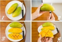 как нарезать манго ромбиками